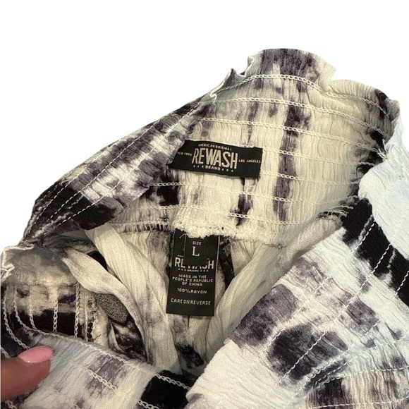 REWASH BRAND Linen White Blue Tie Dye High Rise Wide Leg Pant Large - Picture 6 of 7